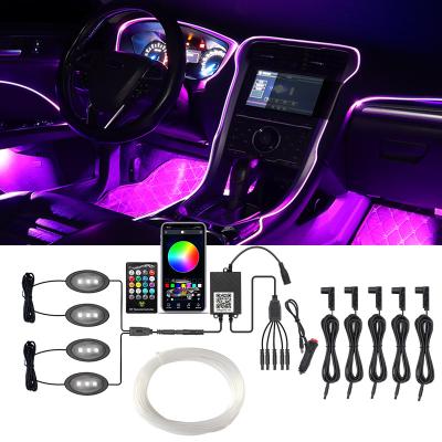 China ABS APP+RF Automotive Interior Atmosphere Car LED Light Trim Lamp 9 In 1 Atmosphere Optical Lamps for sale