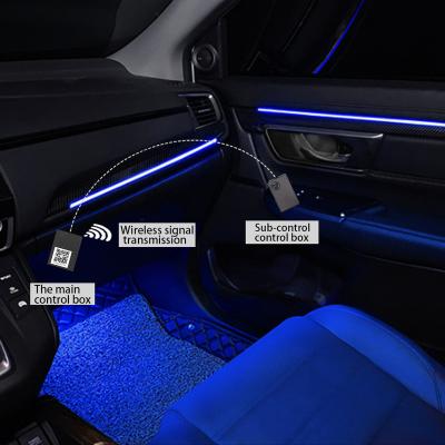 China Interior Decoration Strips APP Remote Control Led Strip 10 in1 RGB Car Decoration Light Fiber Optic Kit Led Atmosphere Lights for sale