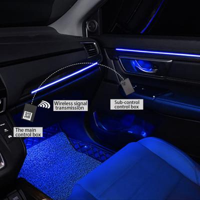 China Interior Decoration Strips RGB LED Car Atmosphere Lamp Ambient Decoration Fiber Neon Strip Light with App Control for Car Interior Parts for sale