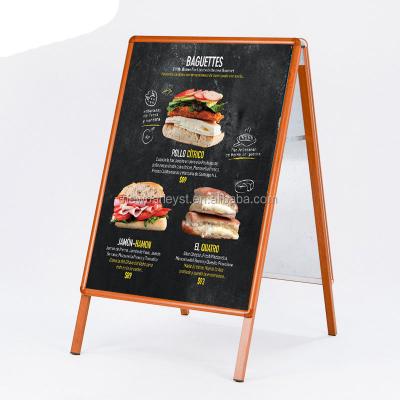 China Portable Aluminum Flooring Display Menu Poster Outdoor Advertising Stand For Restaurant for sale