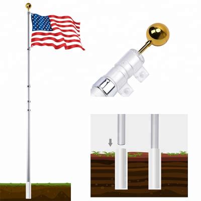 China Telesopic aluminum telescoping flag pole for national flag, telescopic flagpole with gold ball for sale