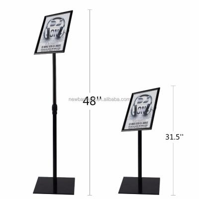 China Daily necessities black vertical poster board racks display stand and horizontal view sign showed black color, square base for sale