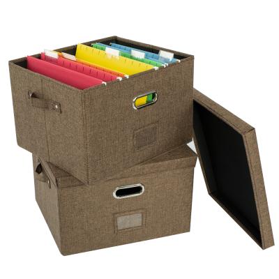 China Modern Box Office File Organizer Document Storage Boxes With Lid Folding Canvas Hanging Filing Organization for sale