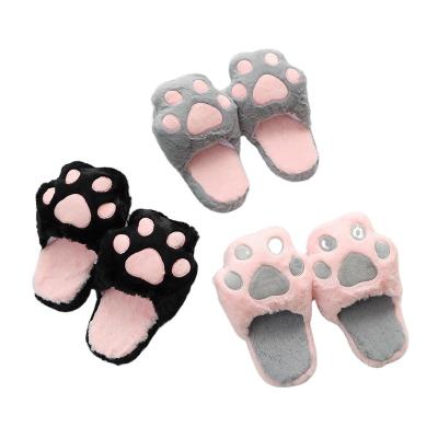 China 2022 New Lightweight Sandals Flat Shoe For Women Winter Fashion Plush Cat Claws Slides Faux Fur Warm Slippers for sale