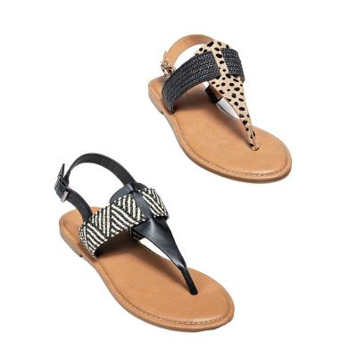 China New Round Summer Trend Fashion Comfortable Flat Toe Casual Leopard Print Women's Sandals for sale