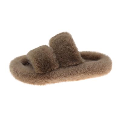 China Fashion trend plush high quality soft upper khaki rubber suede wholesale cheap house slippers for sale