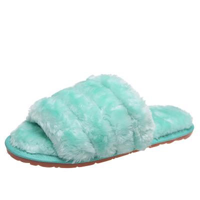 China Keep New Hot Line Manufacturer Warm Slippers Hotel Flat Bottom Fashion One Wool Broom Plush PVC for sale