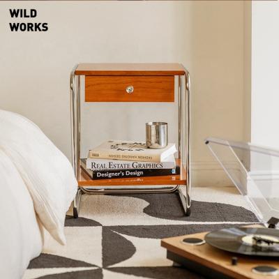 China Adjustable Works SS2 Wild Cherry Wooden Middle-aged Locker Side Cabinet Bedside Cabinet (Other) Stainless Steel Side Small Some Modern Bauhaus for sale