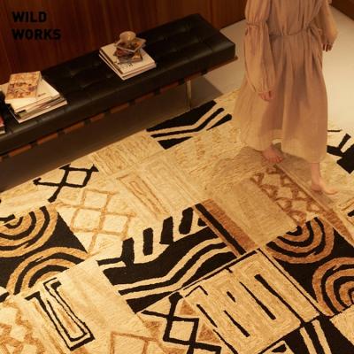 China Wool Rug Living Room Sofa Texture Eco-Friendly Indian Wild Handmade Blanket Bedroom Footprint Earthworks Personality for sale