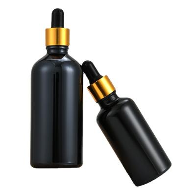 China Wholesale Personal Care Essential Oil Bottles Matte Black Opaque Empty Glass Dropper Bottles for sale