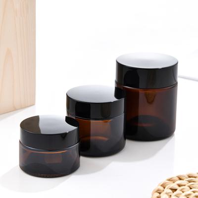 China Factory Sale Body Cream Jar 5g Amber Container For Cream Glass Cosmetic Cream Bottle With Plastic Lid for sale