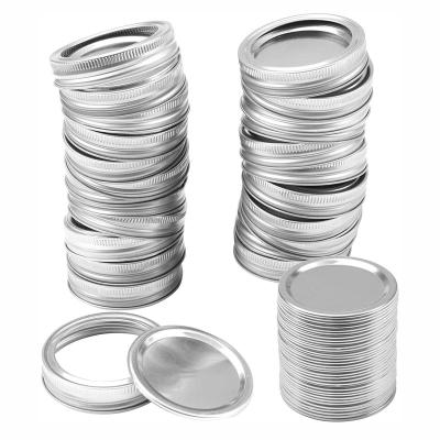 China Non Spill Mason Jar Lid Metal Screw Cap Wholesale 70 Mm Sliver for sale