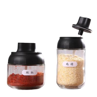 China Qiality High Good Sales 250ml 350ml Kitchen Received Glass Spice Bottle Bath Salt Jar With Spoon for sale