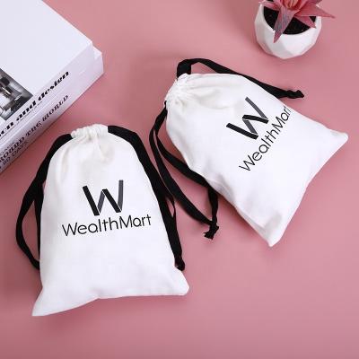 China Canvas Handled Pouch Customized Logo Gift Jewelry Packaging Drawstring Cotton Dust Bag for sale