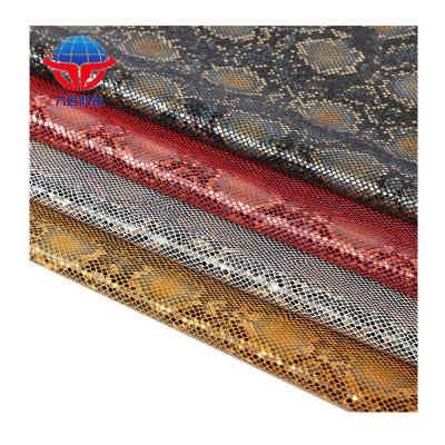 China Manufacturer Directly Sale Wholesale Waterproof Snake Skin Texture Liujiang PU Material Leather For High Heels Belt Backpack Waist Bag for sale