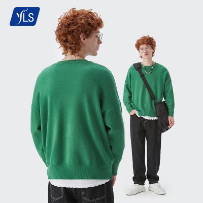 China Wholesale Custom Anti-wrinkle YLS 2021 Logo Loose Sweater Round Neck autumn basing men's candy color pullover knitting sweaters for sale