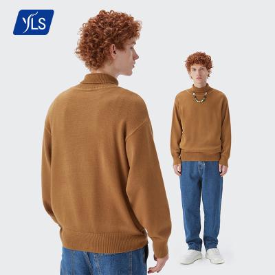 China YLS Anti-wrinkle winter turtle neck casual Logo Sweater Mens Warm Candy color simple knitted pullovers sweaters for sale