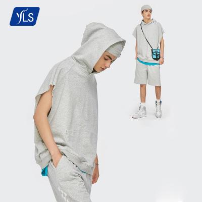 China YLS 50% Cotton Breathable Sports Men Invest Solid Hooded Vests And Hoodie Top Mens Vests for sale