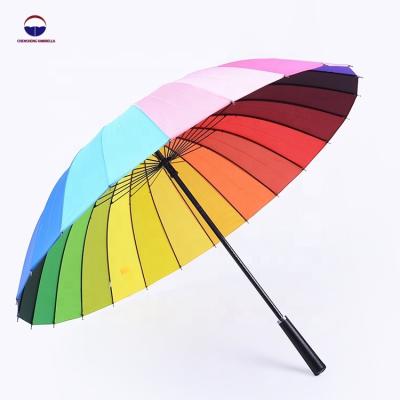 China Modern Promotional Wholesale Strong 24ribs 25 Inches Long Handle Golf Umbrella Colorful Paraguas for sale