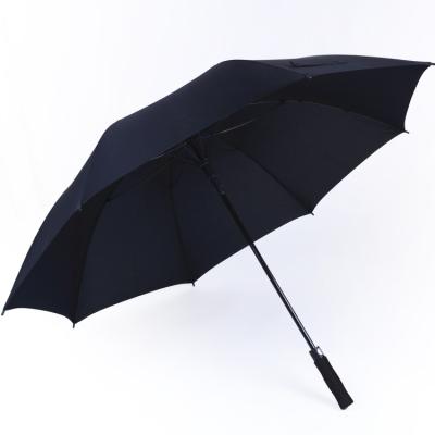 China ODM Minimalist Fiberglass OEM Black Promotion Umbrella Golf Shaft Umbrella Adults Pongee Straight Semi-automatic for sale