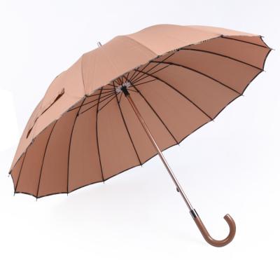 China Solid Color Traditional Commercial Hook Umbrella With Logo For Customer Promotion for sale