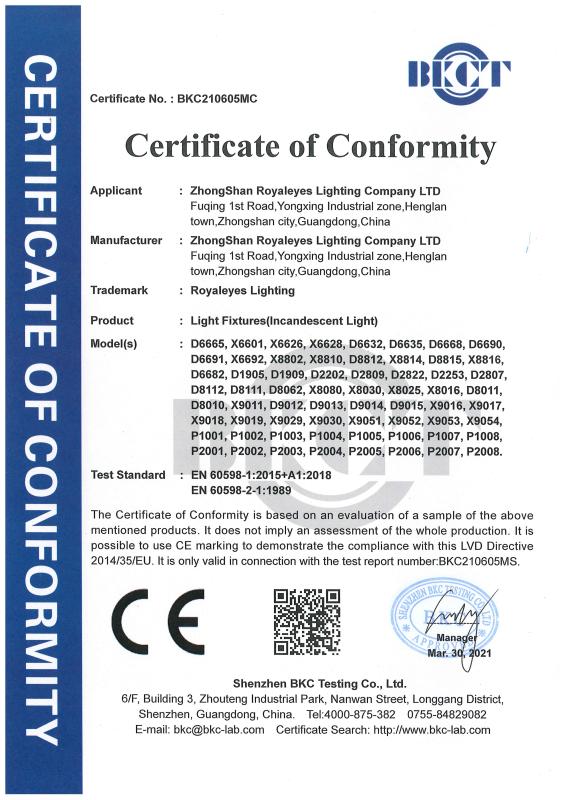 CE - Zhongshan Royaleyes Lighting Company Ltd.