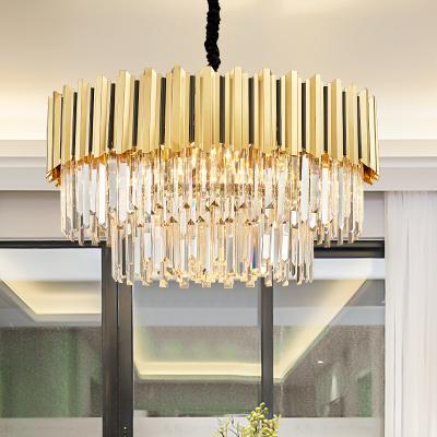 China Modern Crystal Chandelier For Living Room Decoration Stainless Steel Wholesale Customization Gold Ceiling Lamp Size Adjustable for sale