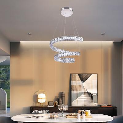 China S Shaped Chandeliers Decoration Contemporary Customized Chrome Metal Hanging Indoor Dining Room Restaurant Bedroom Crystal Pendant Light For Living for sale