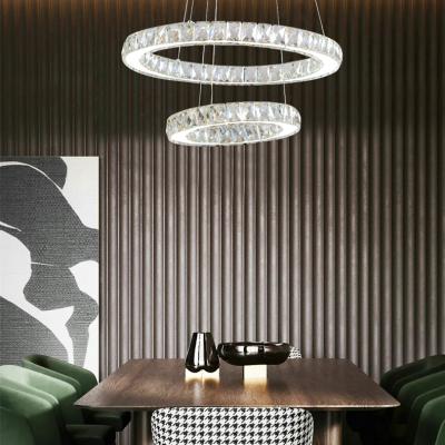 China 2020 Contemporary OEM ODM Modern Restaurant Loft Dining Living Room Bedroom Bedroom Living Room Bedroom Crystal Ring Light Gold White Wire for sale