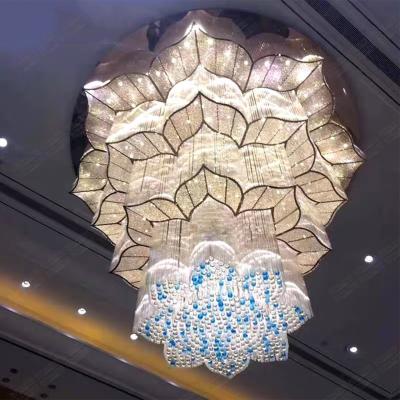 China Traditional Custom Large Banquet Hall Crystal Chandelier For Lobby High Ceiling Chandeliers for sale