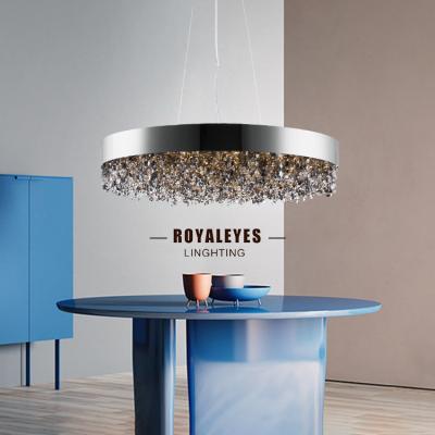 China Contemporary Black Modern Round Pendant Lights Luxury K9 Crystal Hanging Light Nordic Led Chandelier For Indoor Dining Room Bedside Lamp for sale