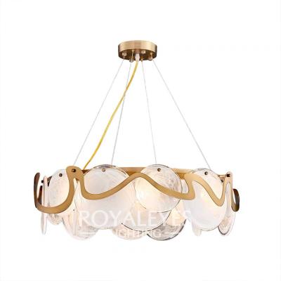 China Uniquely Designed Customizable Post-modern Lotus Leaf Shape Crystal Art Chandelier Glass Ceiling Lamp For Villa Hotel Restaurant for sale