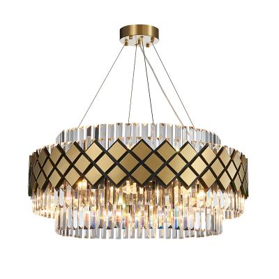 China Wholesale Decoration Stainless Steel Ceiling Crystal Chandelier Lighting Living Room Luxury Residential Hotel Customized for sale