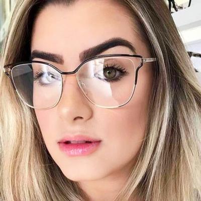 China Around 2022 Vintage High Quality Women Fashion Cat Eye Glasses Frames Alloy Optical Glasses Frames for sale