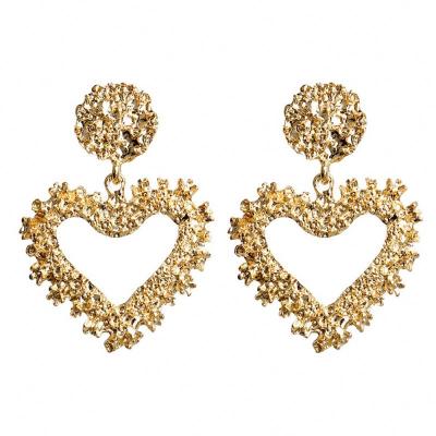 China Modern Stylish Statement Command Heart Gold Earrings For Women Big Heavy African Bold Loose Earrings Wholesale Jewelry 2021 for sale