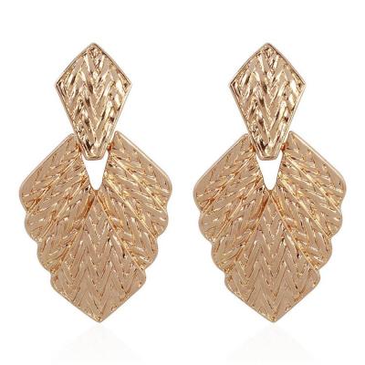 China Wholesale Boho Alloy Leaf Statement Stud Earrings For Women Fashion 2021 All Match Jewelry Girls for sale