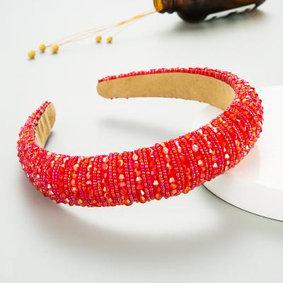 China Fashion European American Hand - Woven Headband Female Sponge Beaded Hair Band Korean Hair Accessories RTS for sale