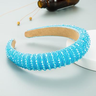 China Fashion European American Hand - Woven Headband Female Sponge Beaded Hair Band Korean Hair Accessories for sale