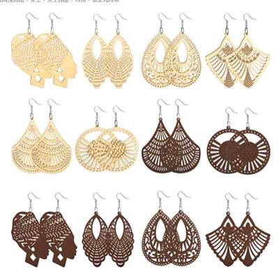 China FASHIONABLE factory price how to sell vintage wooden earrings amazon earrings geometric jewelry RTS for sale