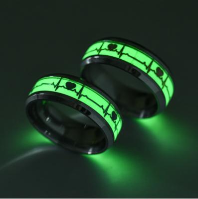 China Jesus Mens Titanium Muslim Jewelry Gift Religious Ring New Style Trendy Trendy Luminous Rings for sale