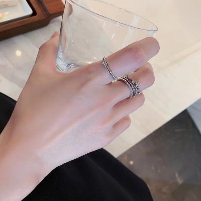 China FASHIONABLE Diamond Resizable Shining Rings Set Fashion Jewelry Japanese Korean Characteristic Set for sale