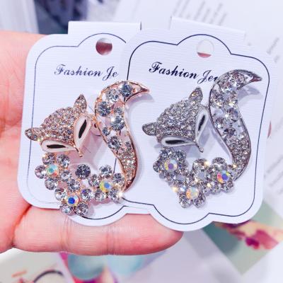 China ALLOY Simple Fashion Fox Shape Rhinestone Alloy Brooches Pins Brooches Lapel Pin For Women Coat Accessories for sale