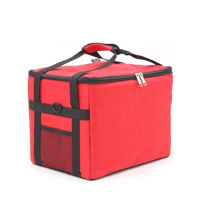 China Red Low Price 35L Aluminum Foil And Pearl Cotton Waterproof With Zipper Lunch Food Shoulder Cooler Pickup Bag for sale