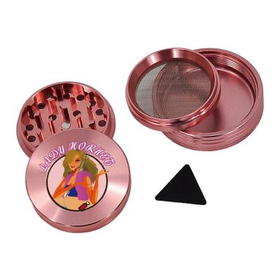 China Custom Portable Aluminum Alloy Herb Grinder Weed Tobacco Grinder 4 Layer Rolling BEYOU Logo Lady Hornet 56mm Tobacco for sale