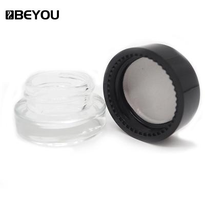 China Beyou Round Mini Glass Jars Containers 3ML 5ML Viable Wax Jar Glass Containers Concentrate Dabs To Bang Glass for sale