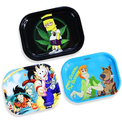 China Mordern BEYOU Custom Printed Tray Logo Metal Smoking Accessories Tobacco Tin Rolling Tray Weed Rolling for sale