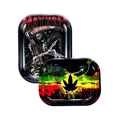 China BEYOU Tobacco Rolling Customized Hemp Rolling Tray 18x14cm Tin Metal Rolling Tobacco Tray for sale