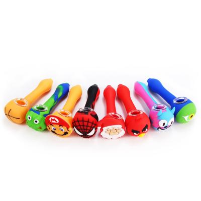 China BEYOU Modern Custom Printed Silicone Pipe Glass Bowl Hand Pipes Smoking Accessories for sale