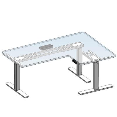 China (Height) Adjustable Electric Sit To Stand Left-Right Back 3-Leg Corner Computer Desk for sale