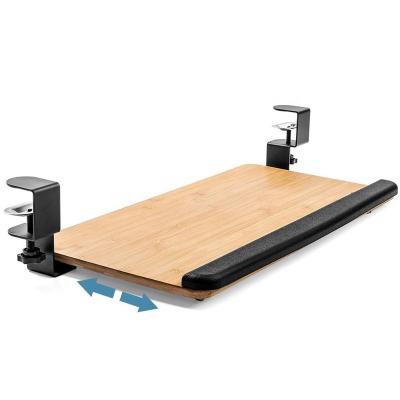 China MDF Black Or Solid Bamboo Easy Assembly Slides Under Desk Great For Home Or Office Clamp On Keyboard Tray for sale